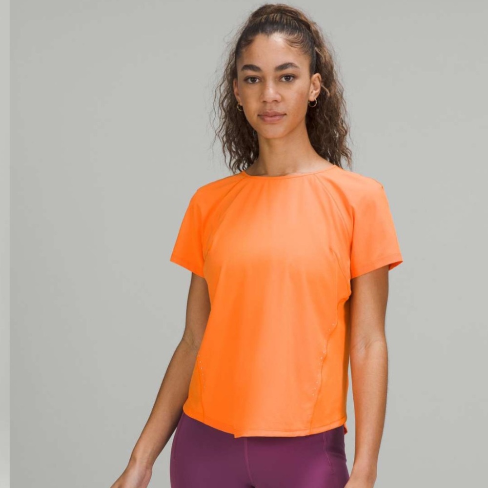 Lululemon Lightweight Stretch Run Short Sleeve Shirt- 
Orange Soda